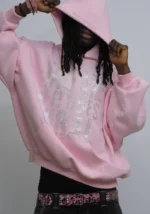 TAG ME RHINESTONE PULLOVER HOODIE BABY PINK 3