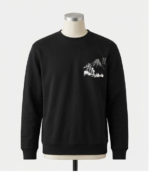 Black Crew Sweatshirt Hokusai Graphic