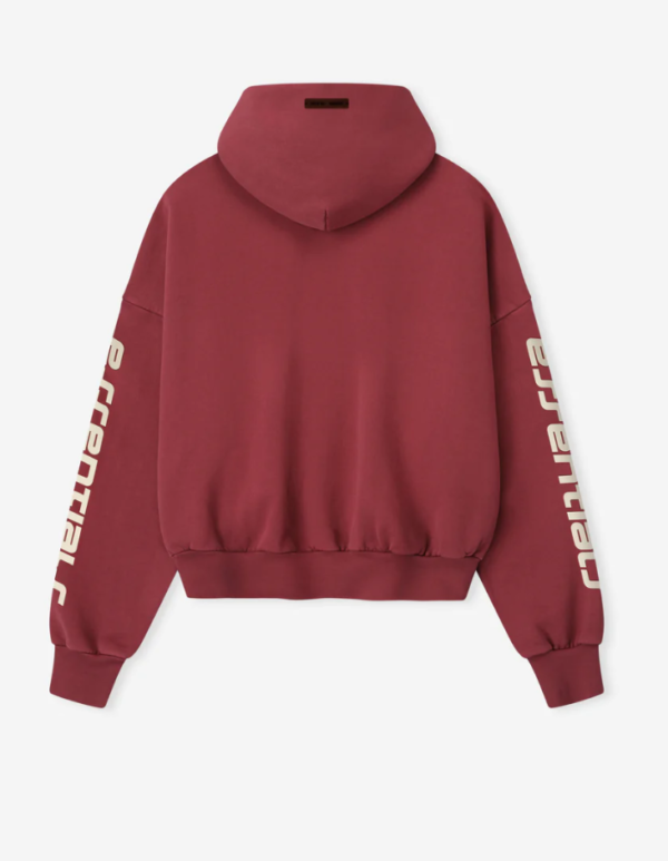 Cropped Relaxed Hoodie Crimson
