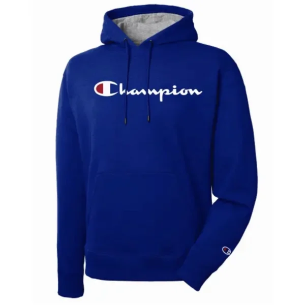 Champion Powerblend GF89H Graphic Fleece Pullover Hoodie - Blue,