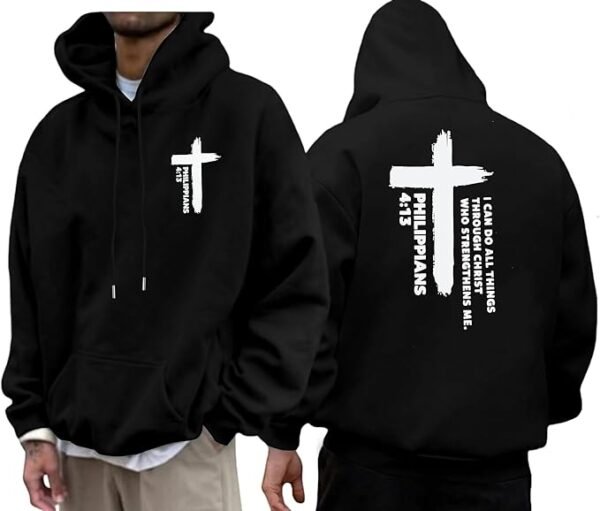 Christian Hoodies for Men Religious Faith Jesus Hoodie God Bible Verse Cross Sweatshirts Trendy Graphic Pullover 1
