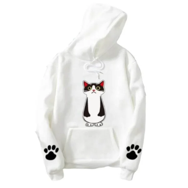 Couple Hoodies Korean Cats white