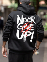 GRDR Men's Autumn Winter Slogan & Scratch Print Casual Loose Fit Hoodie Sweatshirt