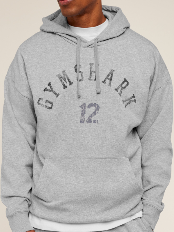 Gymshark 12 Graphic Hoodie - Light Grey Core Marl 1