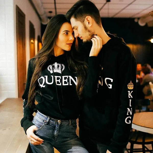 King and queen matching hoodies black