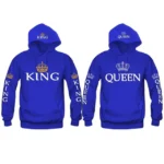 King and queen matching hoodies blue