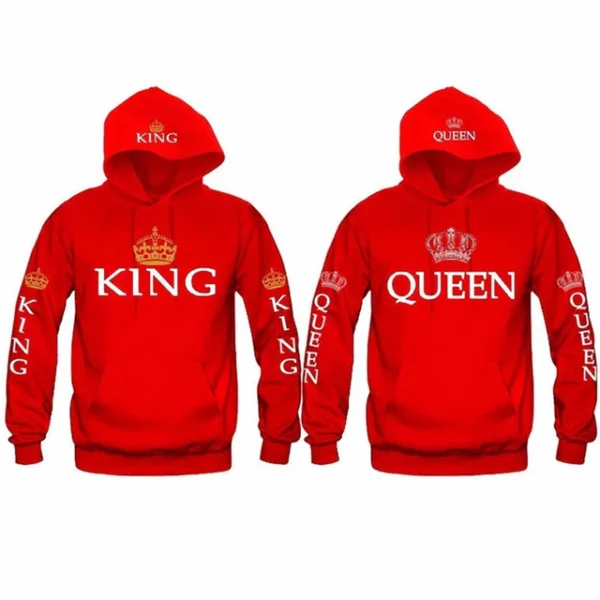 King and queen matching hoodies red
