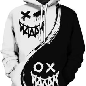 Mens Graphic Hoodies Pullover 3D Print with Pockets, Anime Rapper Style Hooded for Men Teen Sweatshirt