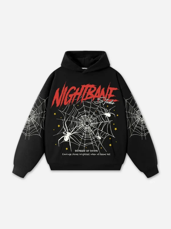 Men's Night Bane Spider Web Graphic hoodies black