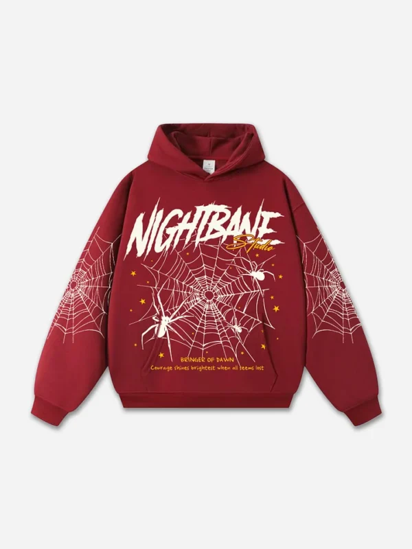 Men's Night Bane Spider Web Graphic hoodies red