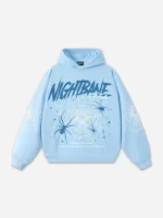 Men's Night Bane Spider Web Graphic hoodies syk blue