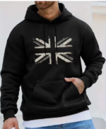 Mens Union Jack Hoodie Distressed Vintage British UK Flag
