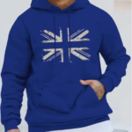 Mens Union Jack Hoodie Distressed Vintage British UK Flag blue