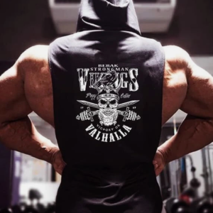 Mens gym hoodie sleeveles gray 1