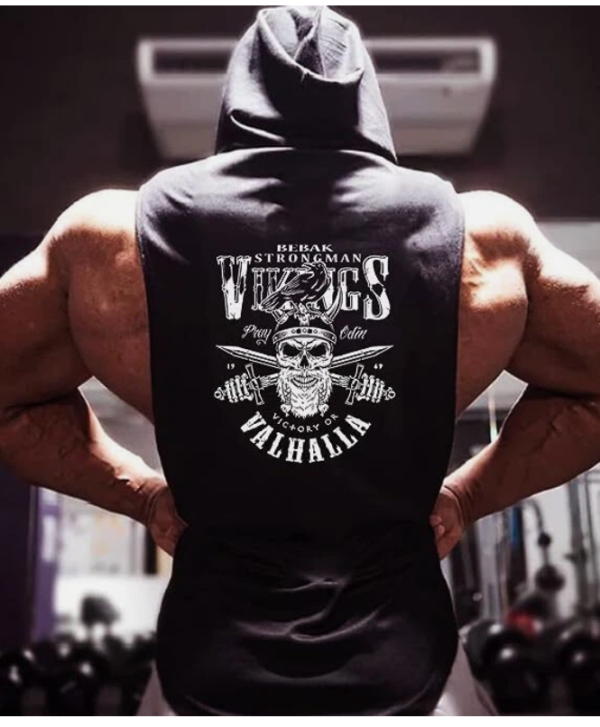 Mens gym hoodie sleeveles gray 1