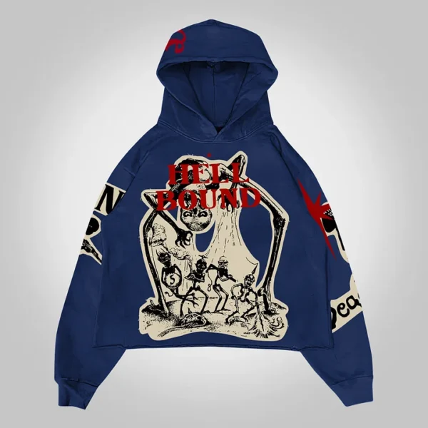 Mummy Vintage Punk Graphic Hoodie blue
