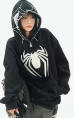 OATSBAS Y2K Hip Hop Spider Hoodie for Women Men,