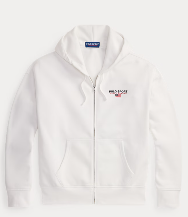 Relaxed Fit Polo Sport Fleece Hoodie white