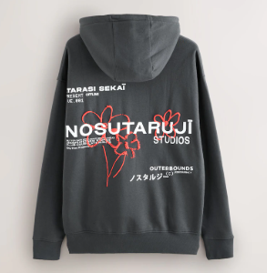 Slate Grey Graphic Print Hoodie 22