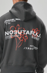 Slate Grey Graphic Print Hoodie 1