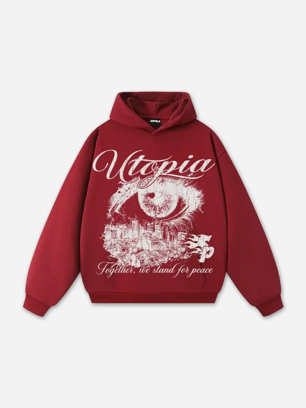Sopula Utopia Vintage Graphic Hoodie red