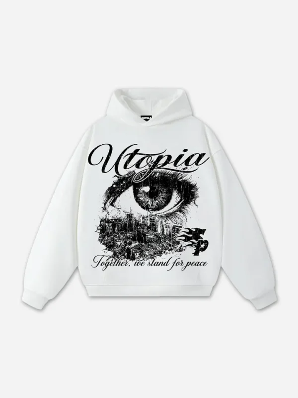 Sopula Utopia Vintage Graphic Hoodie white