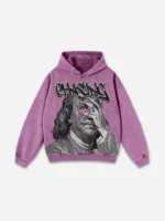 Vintage Chase Money Graphic Washed Pocket Hoodie purple