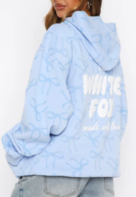 Vol. 1 Oversized Printed Hoodie Blue Bow