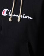 Women’s Lightweight Reverse Weave Hoodie with Embroidered Logo Black 1