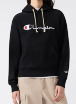 Women’s Lightweight Reverse Weave Hoodie with Embroidered Logo Black 22