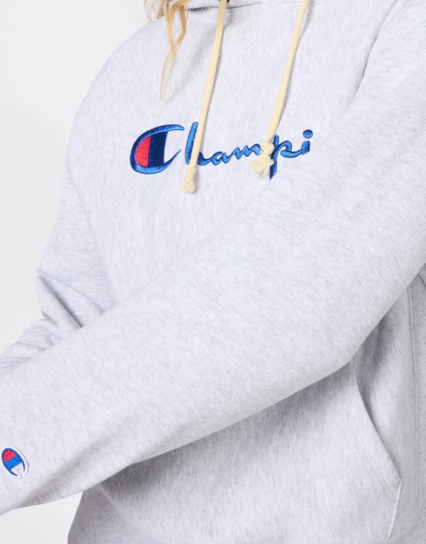 Women’s Lightweight Reverse Weave Hoodie with Embroidered Logo Light Grey 3