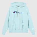Women’s Lightweight Reverse Weave Hoodie with Embroidered Logo sky blue 1