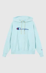 Women’s Lightweight Reverse Weave Hoodie with Embroidered Logo sky blue 1