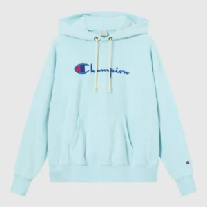 Women’s Lightweight Reverse Weave Hoodie with Embroidered Logo sky blue 1