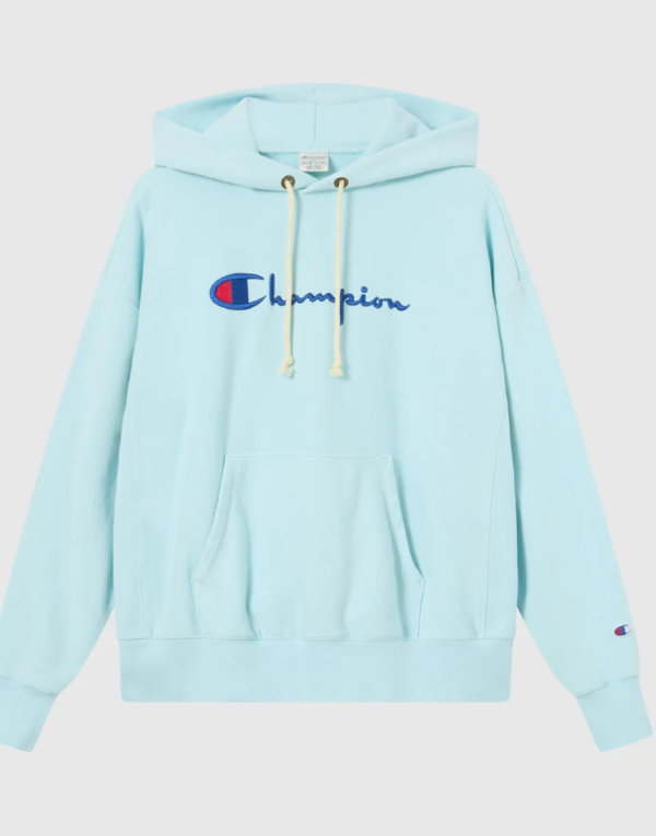Women’s Lightweight Reverse Weave Hoodie with Embroidered Logo sky blue 1