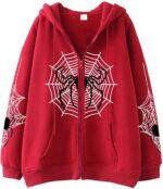 Women's Oversized Y2K Zip Up Halloween Hoodies Jacket Long Sleeve Graphic Spider Print Hooded Jackets purple 1