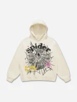 spider Web The World Vintage Graphic Hoodie cream