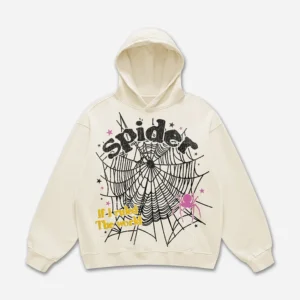 spider Web The World Vintage Graphic Hoodie cream