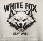 white fox graphic hoodie design