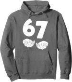 67 Number Sixty-Seven Funny Hands Meme Teen Kid Matching Pullover Hoodie 2