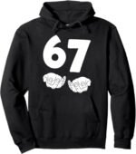 67 Number Sixty-Seven Funny Hands Meme Teen Kid Matching Pullover Hoodie b