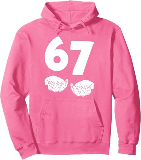 67 Number Sixty-Seven Funny Hands Meme Teen Kid Matching Pullover Hoodie p