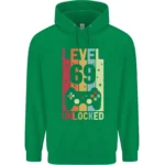69th Birthday 69 Year Old Level Up Gamming Mens parrot green