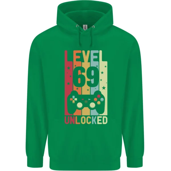 69th Birthday 69 Year Old Level Up Gamming Mens parrot green