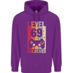 69th Birthday 69 Year Old Level Up Gamming Mens purple