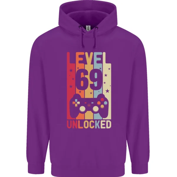 69th Birthday 69 Year Old Level Up Gamming Mens purple