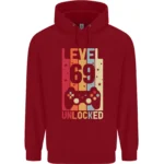 69th Birthday 69 Year Old Level Up Gamming Mens red