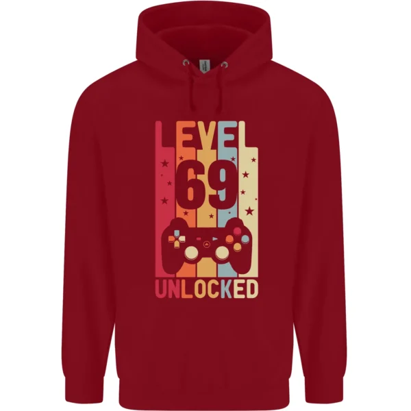 69th Birthday 69 Year Old Level Up Gamming Mens red