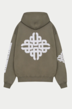 Blurred Emblem Graphic Hoodie - Khaki