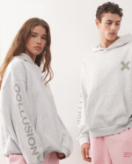 COLLUSION Unisex logo hoodie in grey marl